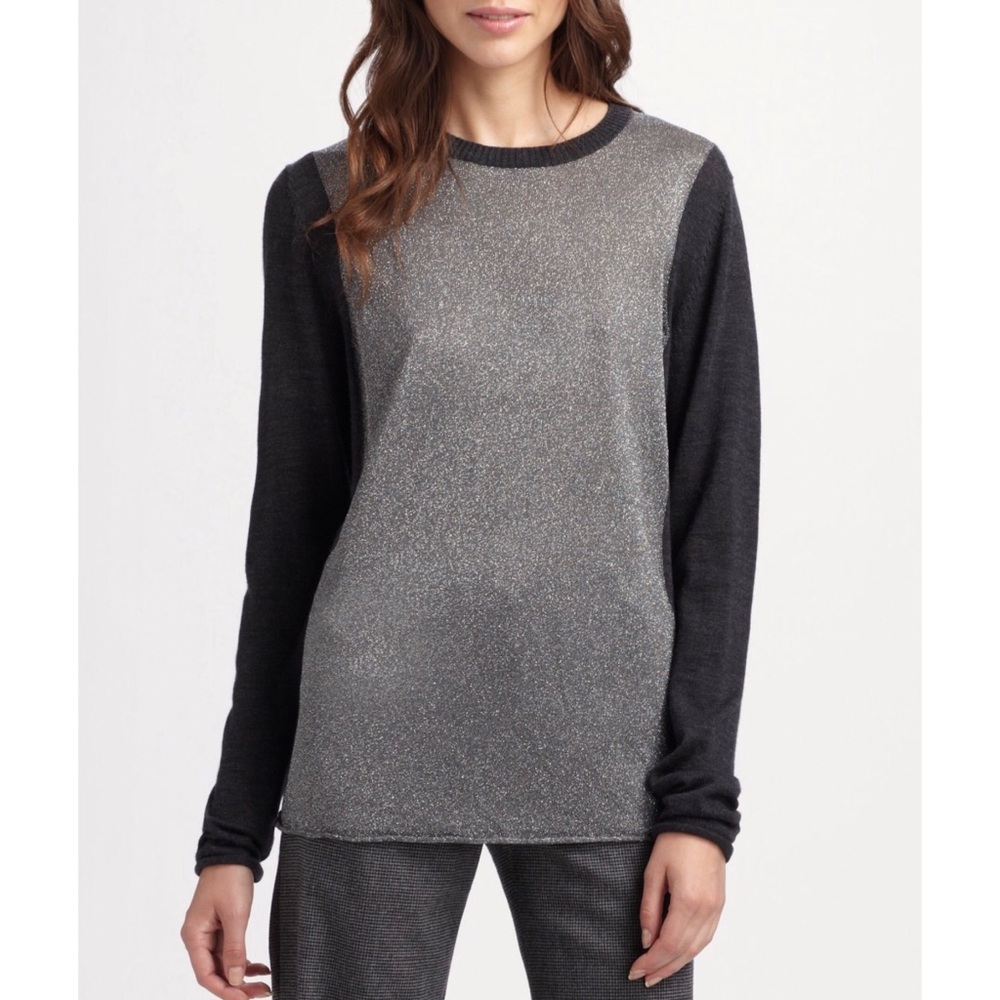 TORY BURCH - Gray / Silver Metallic Sweater Small